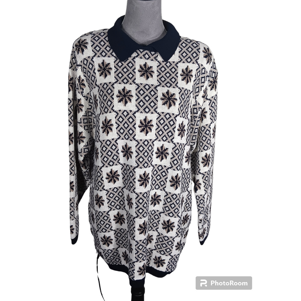 Alfred Dunner Collared Snowflake Retro Made In Us… - image 1